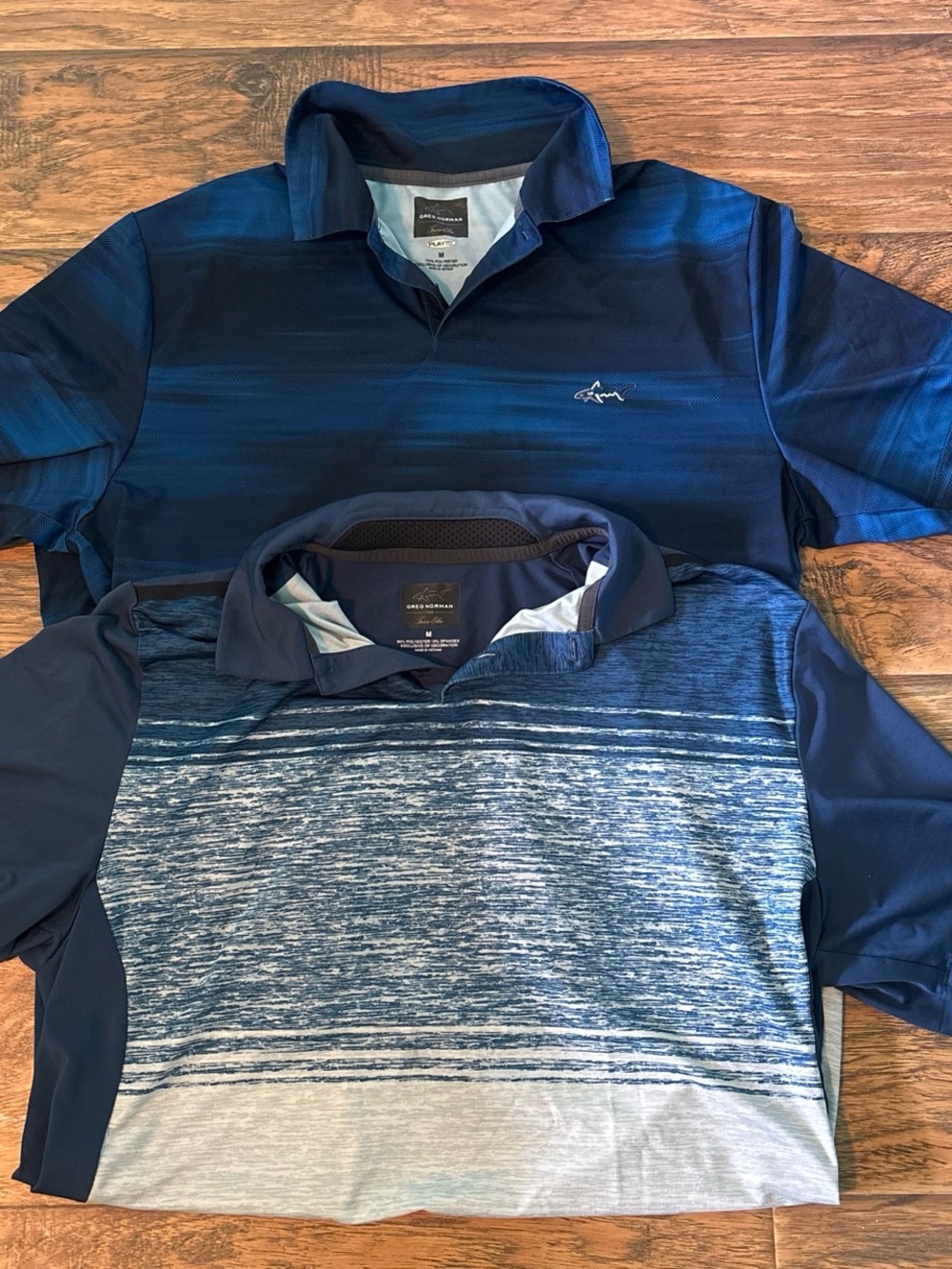Men's Blue Striped Polo Shirts - Performance Golf Style